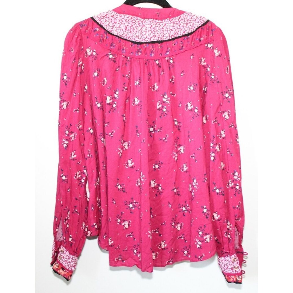 NWT Free People Paloma Floral Button Peasant Top Berry Combo Small Cottagecore - Picture 11 of 13